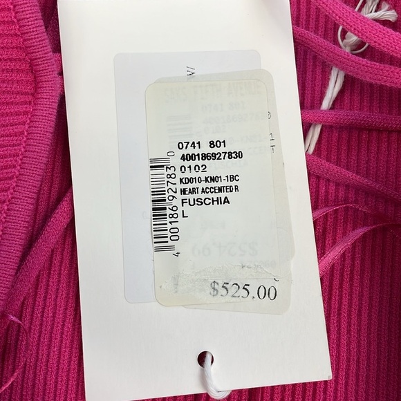 NWT Mach & Mach Heart Accented Rib Knit Sheath Mini Dress Fuchsia Pink Sz L - Picture 12 of 15